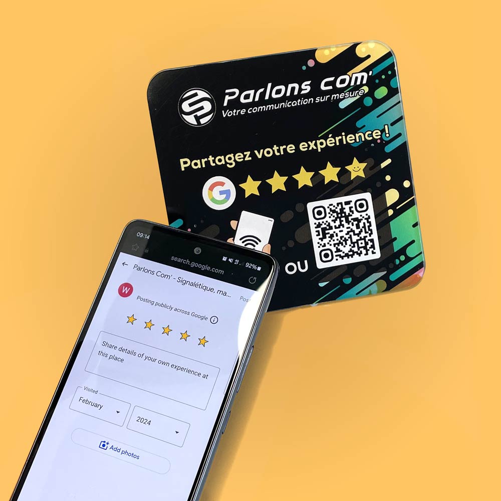 Plaque NFC personnalisée avis Google