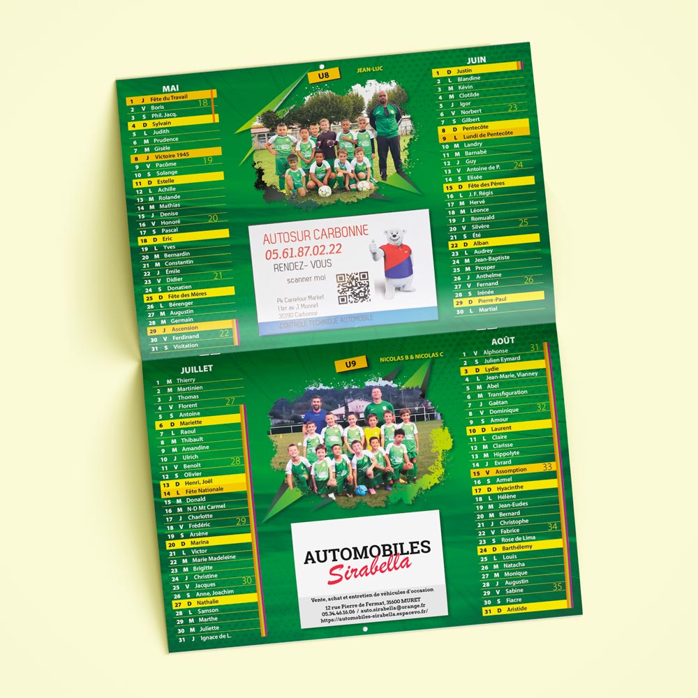 calendrier-a4-association-foot-noe Notre agence a conçu ce calendrier pour l'association sportive ES Noé