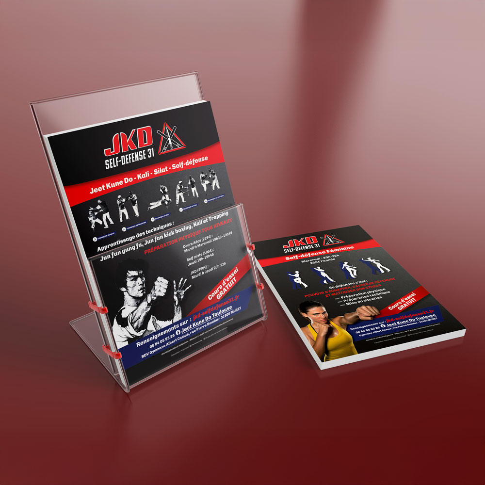flyer-association-jkd31 Flyer promotionnel pour l'association sportive JKD Self-Defense 31 : un support idéal pour votre communication de proximité.